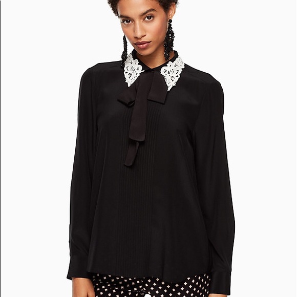 kate spade Tops - NWT Kate Spade Silk Shirt With Lace Collar